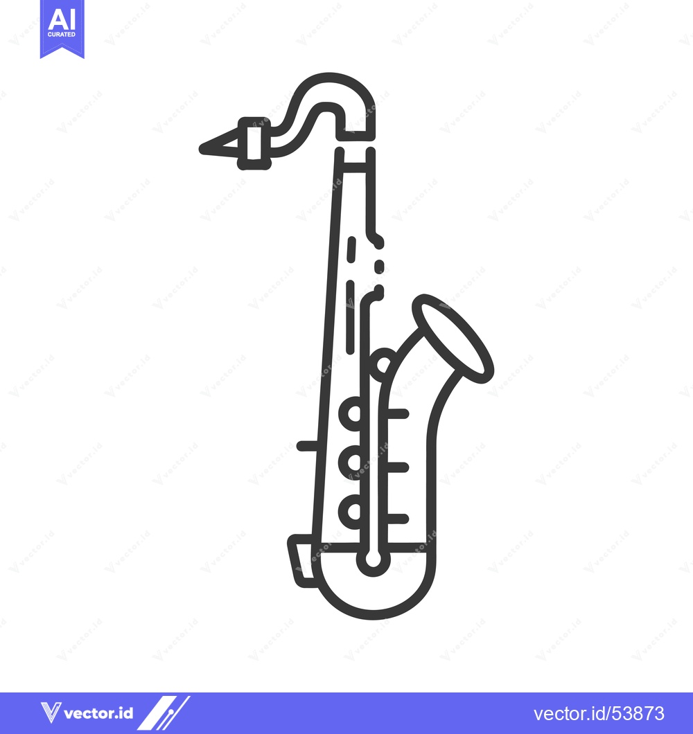 Premium Vector of Line Art Illustration of a Saxophone