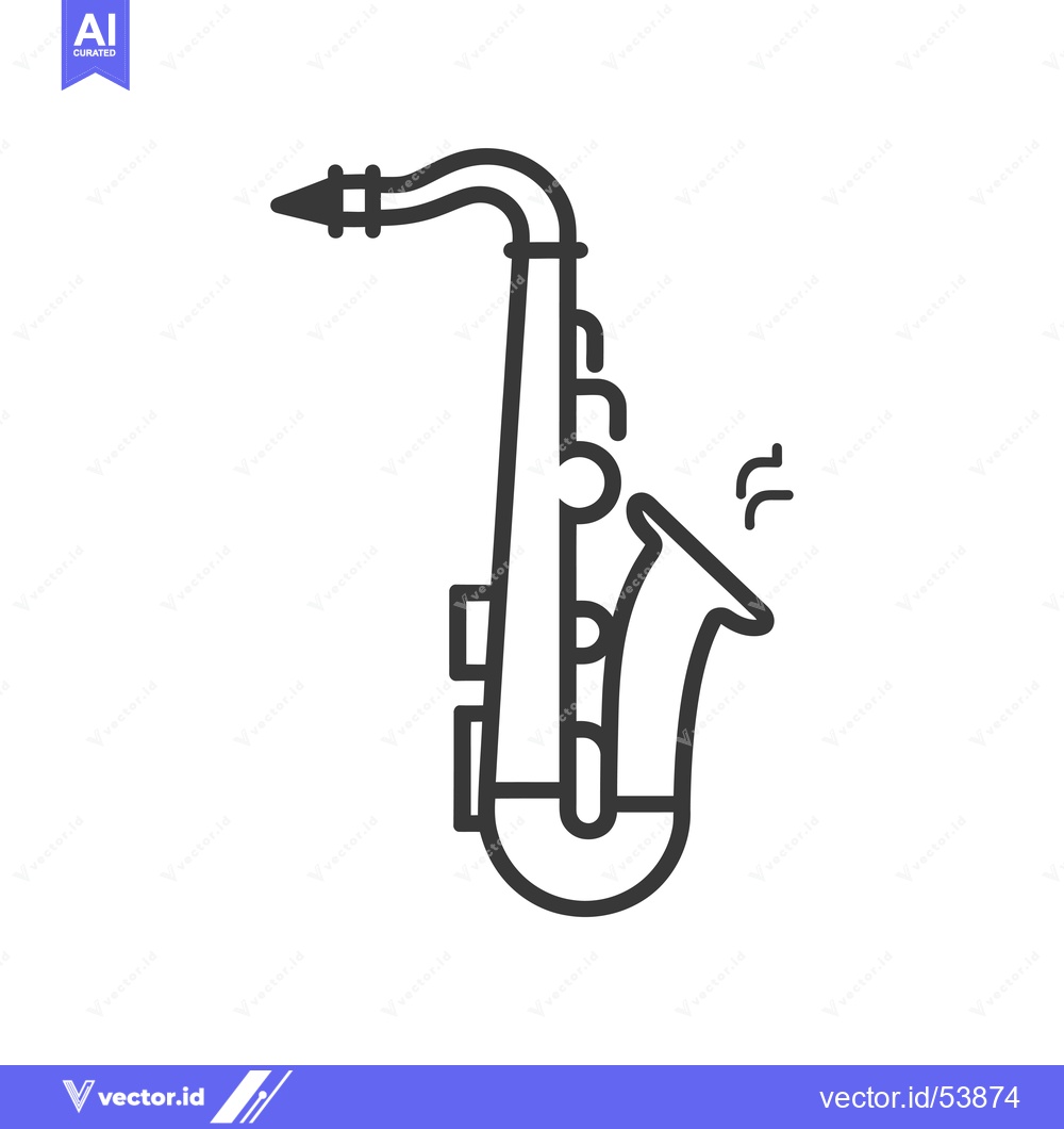 Premium Vector dari Line art illustration of a saxophone with musical notes