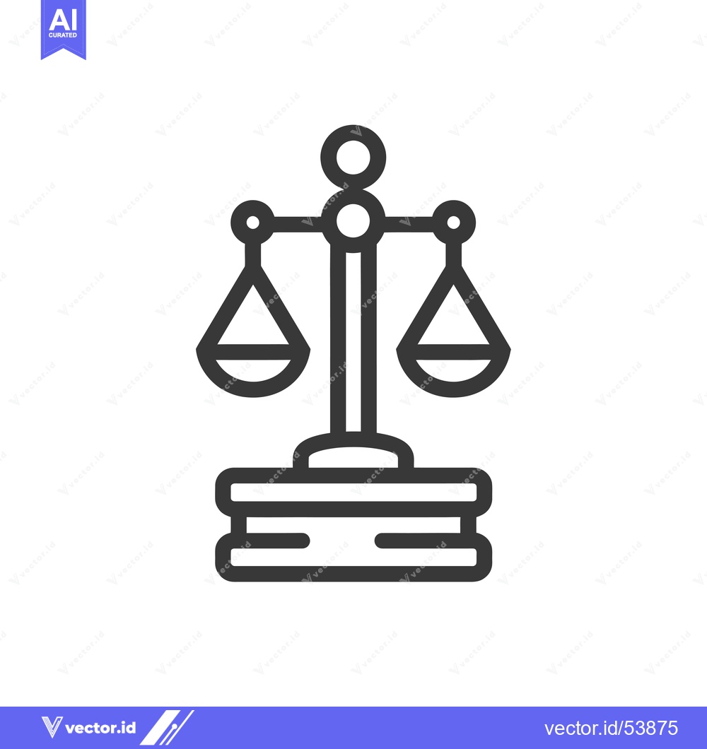Premium Vector of Line Art Illustration of a Scale of Justice on a Book