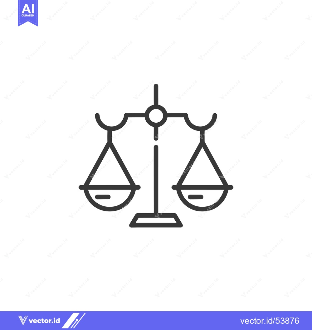Premium Vector dari Line art illustration of a scale with two balanced pans