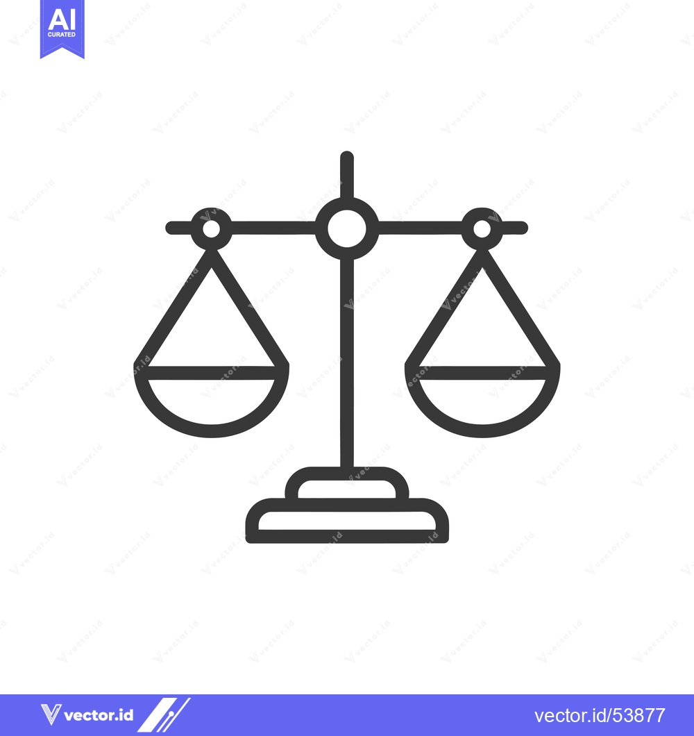 Premium Vector of Line art illustration of a scale with two equal sides