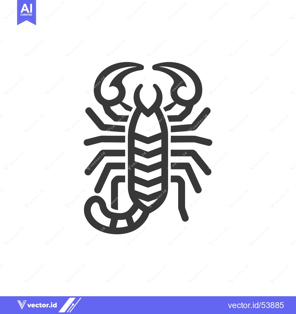 Premium Vector of Line Art Illustration of a Scorpion with a Striped Tail