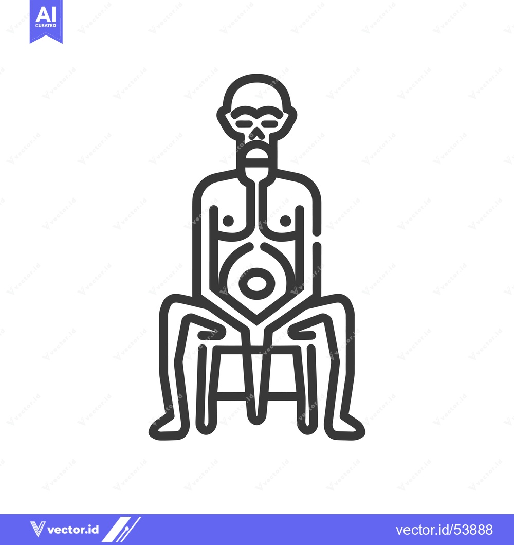 Premium Vector dari Line Art Illustration of a Seated Elderly Man
