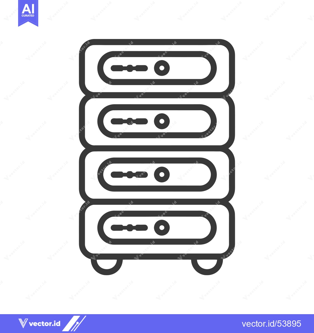 Premium Vector dari Line Art Illustration of a Server Rack with Four Units