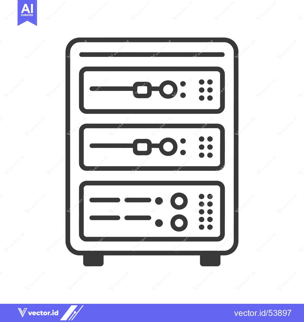 Premium Vector dari Line Art Illustration of a Server Rack with Three Hard Drives