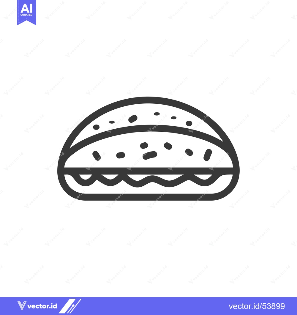 Premium Vector of Line Art Illustration of a Sesame Seed Burger Bun