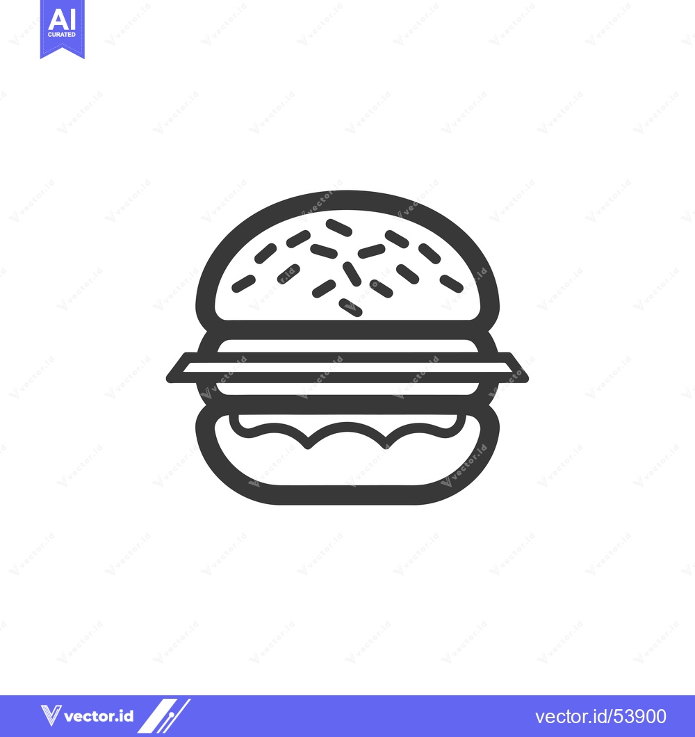 Premium Vector dari Line Art Illustration of a Sesame Seed Hamburger
