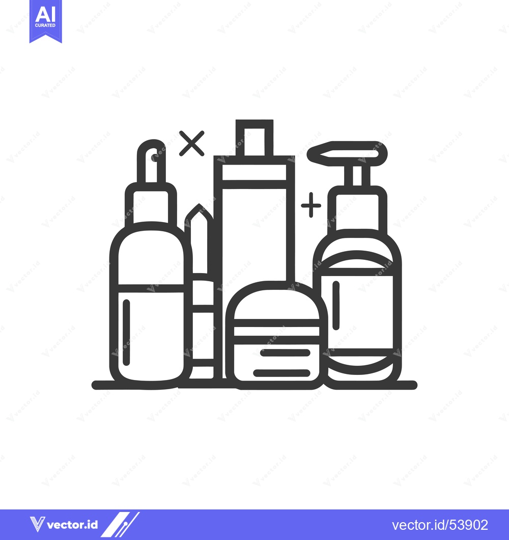 Premium Vector of Line art illustration of a set of skincare products
