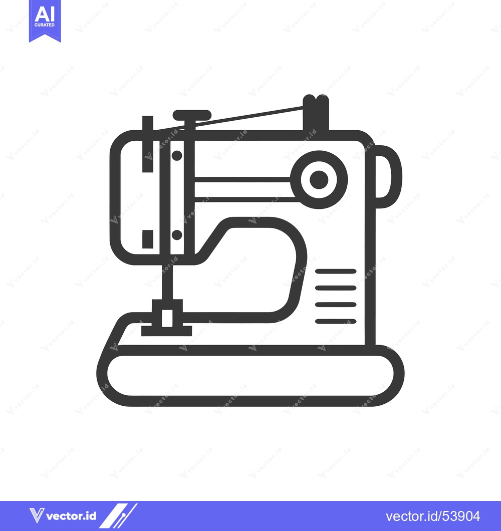 Premium Vector of Line Art Illustration of a Sewing Machine