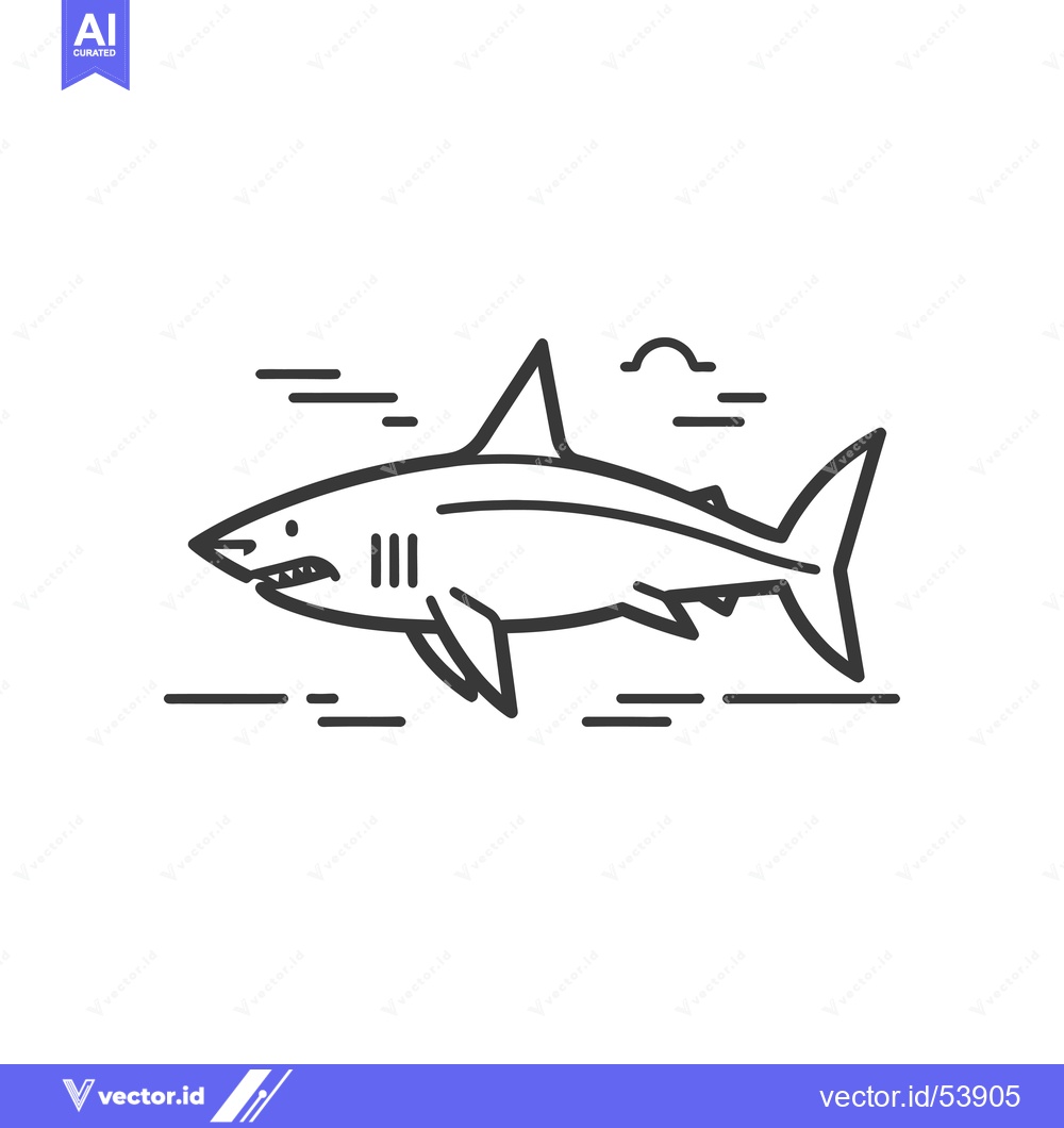 Premium Vector dari Line Art Illustration of a Shark Swimming in the Ocean