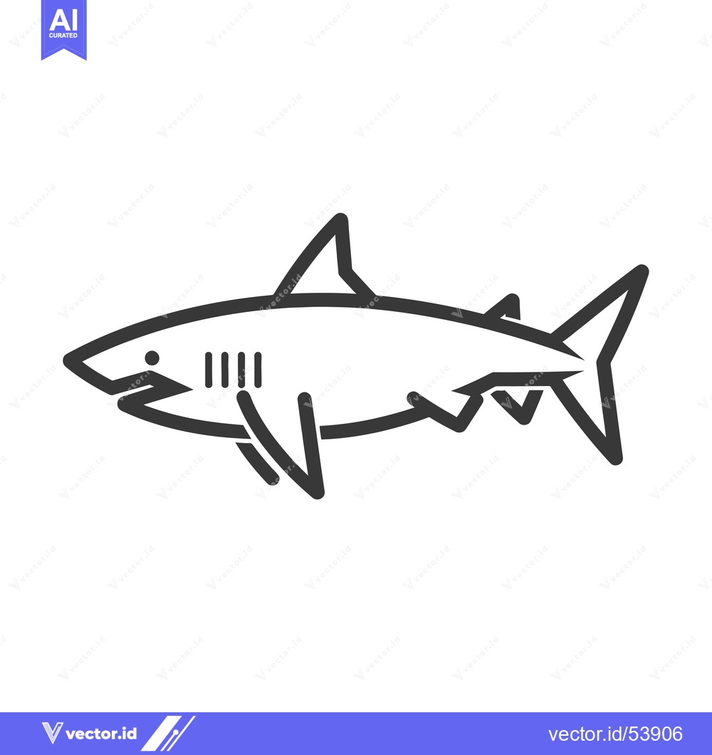 Premium Vector dari Line Art Illustration of a Shark with Fins and a Tail