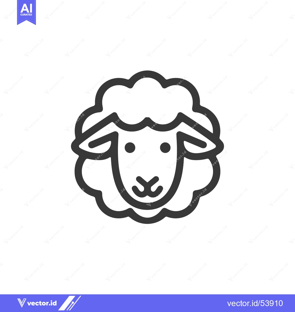 Premium Vector of Line art illustration of a sheep's face