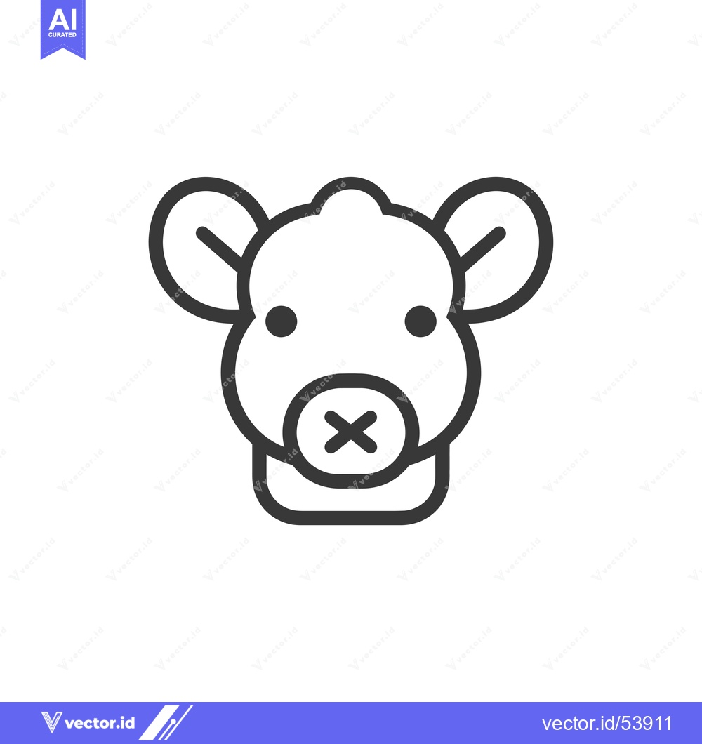 Premium Vector dari Line art illustration of a sheep's head with a cross over its mouth