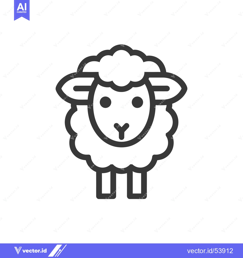 Premium Vector dari Line Art Illustration of a Sheep with Fluffy Wool