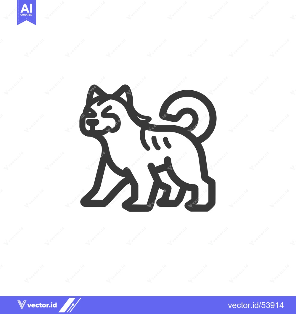 Premium Vector dari Line art illustration of a Shiba Inu dog
