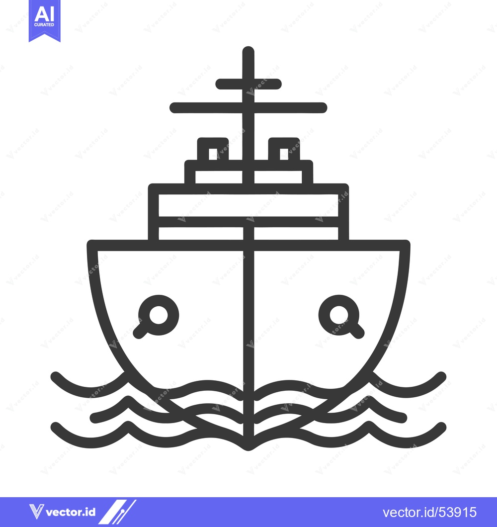Premium Vector dari Line Art Illustration of a Ship on Water
