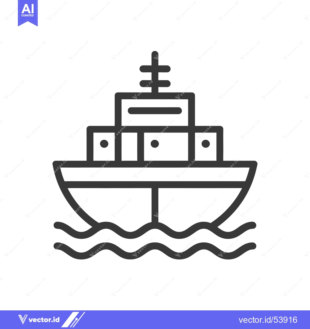 Premium Vector dari Line Art Illustration of a Ship Sailing on the Ocean