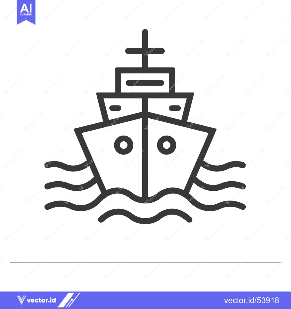 Premium Vector dari Line Art Illustration of a Ship Sailing on Water