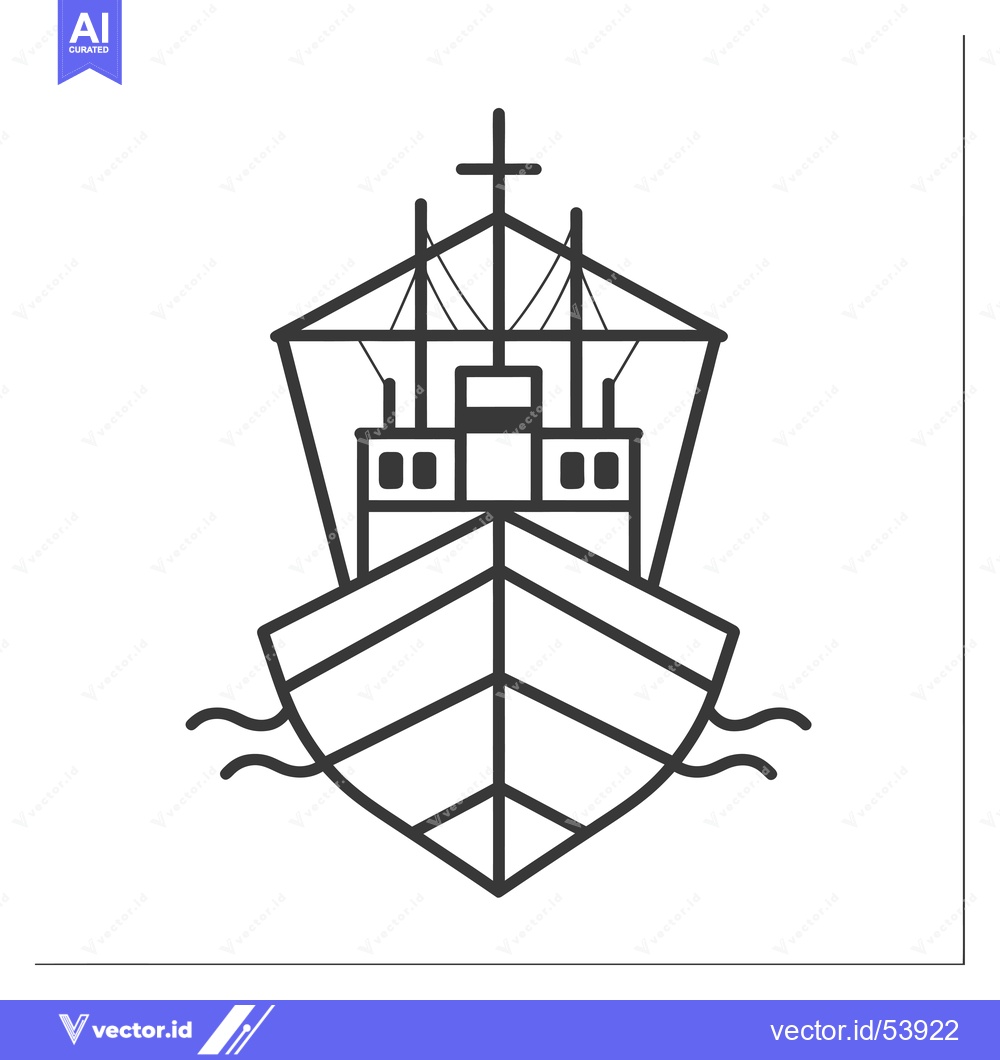 Premium Vector dari Line Art Illustration of a Ship with a Cross on Top