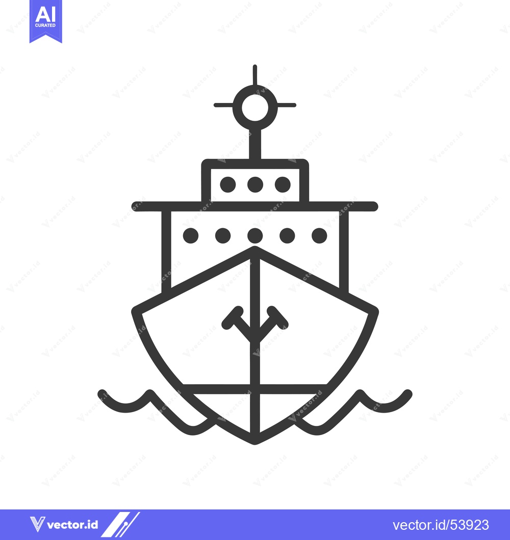Premium Vector dari Line Art Illustration of a Ship with an Anchor on the Bow