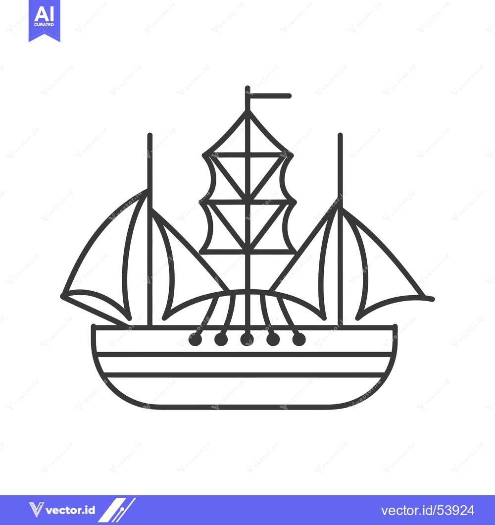 Premium Vector dari Line art illustration of a ship with sails