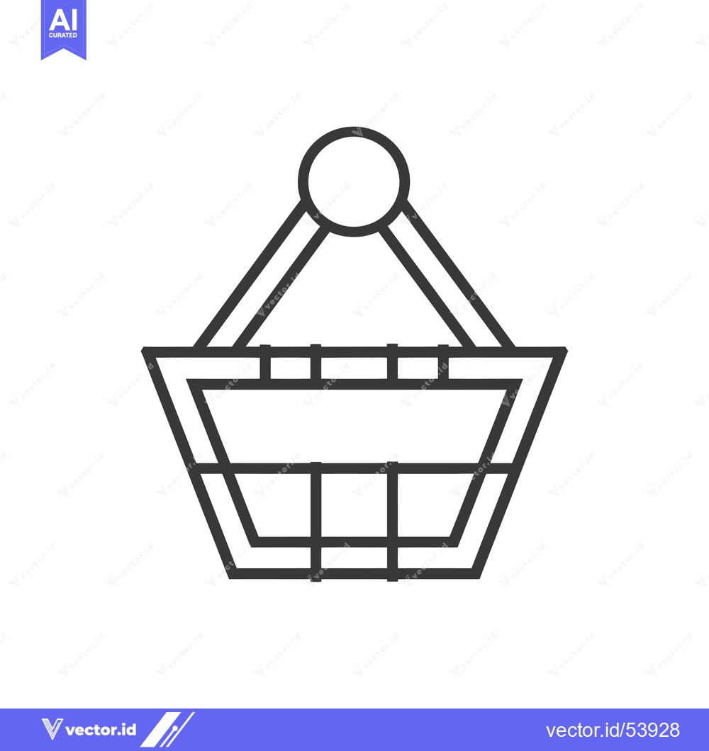 Premium Vector dari Line art illustration of a shopping basket with a handle