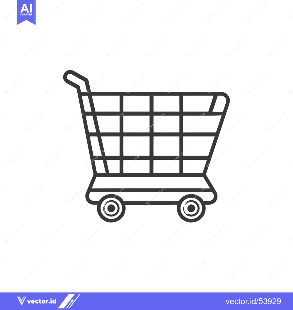 Premium Vector of Line Art Illustration of a Shopping Cart