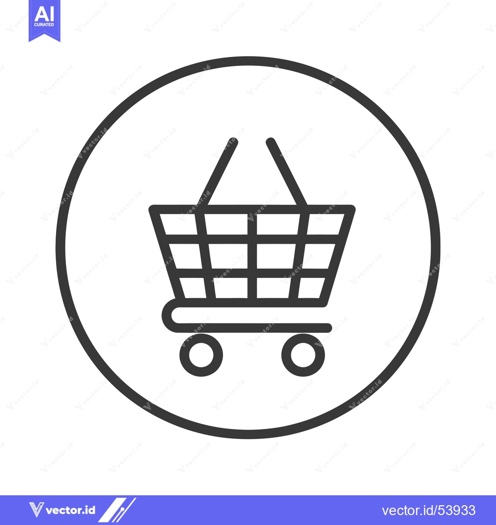 Premium Vector dari Line art illustration of a shopping cart within a circle