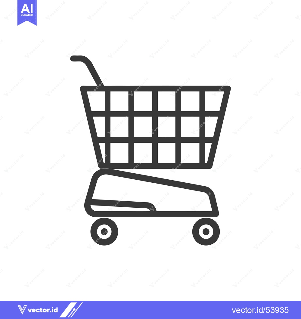Premium Vector of Line Art Illustration of a Shopping Cart with Wheels