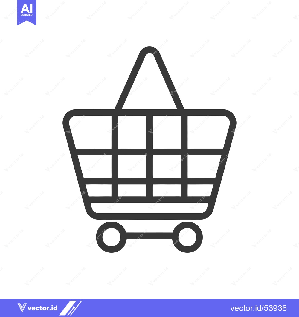 Premium Vector dari Line Art Illustration of a Shopping Cart with Wheels