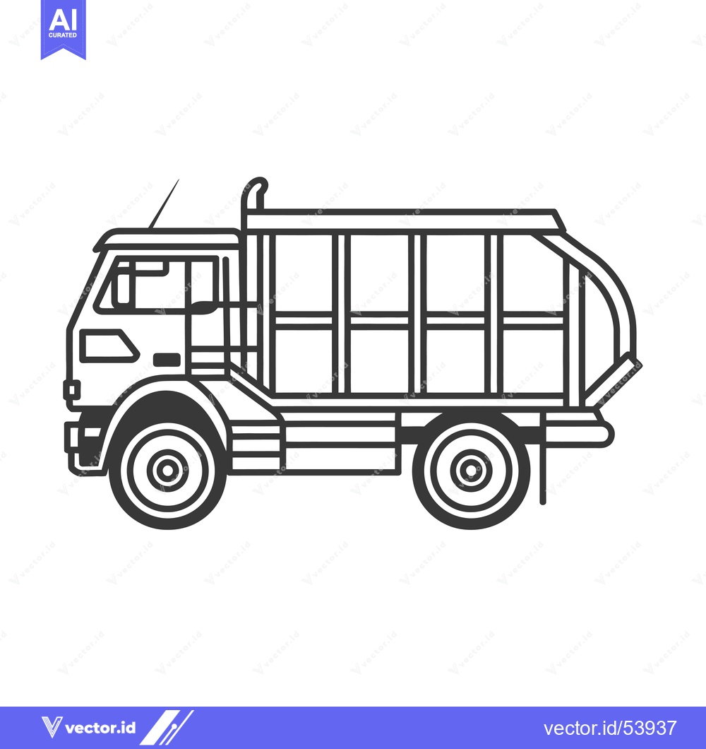 Premium Vector dari Line Art Illustration of a Side View of a Dump Truck