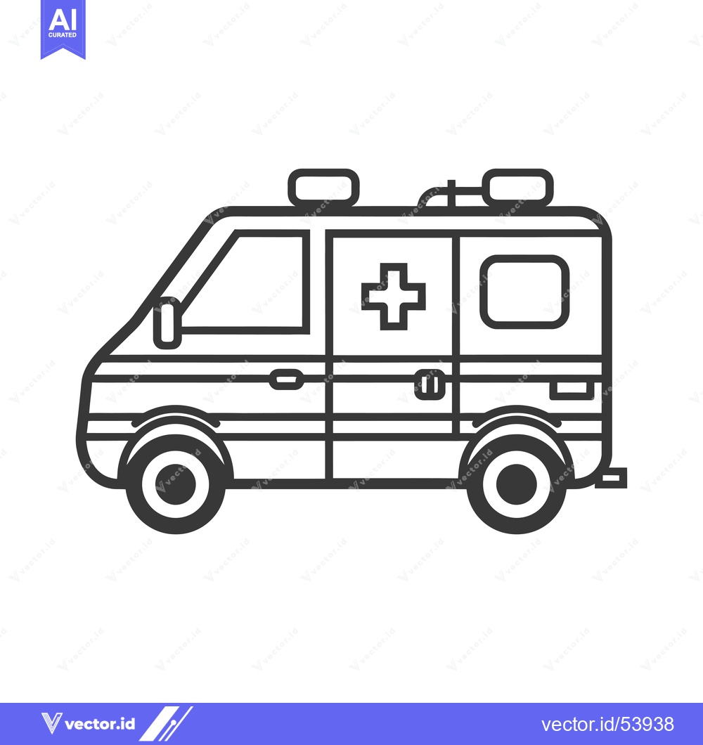 Premium Vector dari Line Art Illustration of a Simple Ambulance