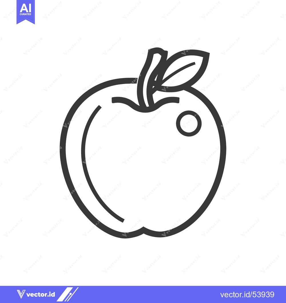 Premium Vector dari Line Art Illustration of a Simple Apple with a Leaf