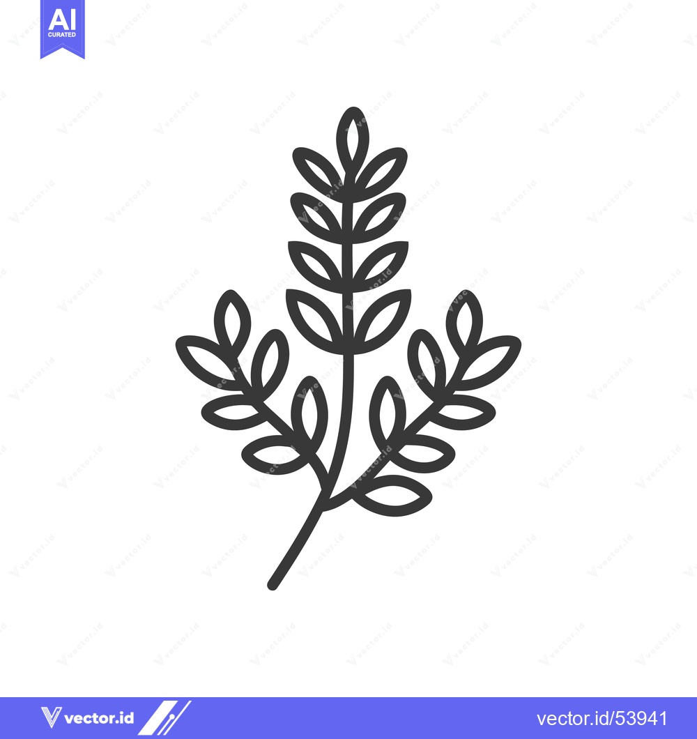 Premium Vector dari Line art illustration of a simple branch with leaves