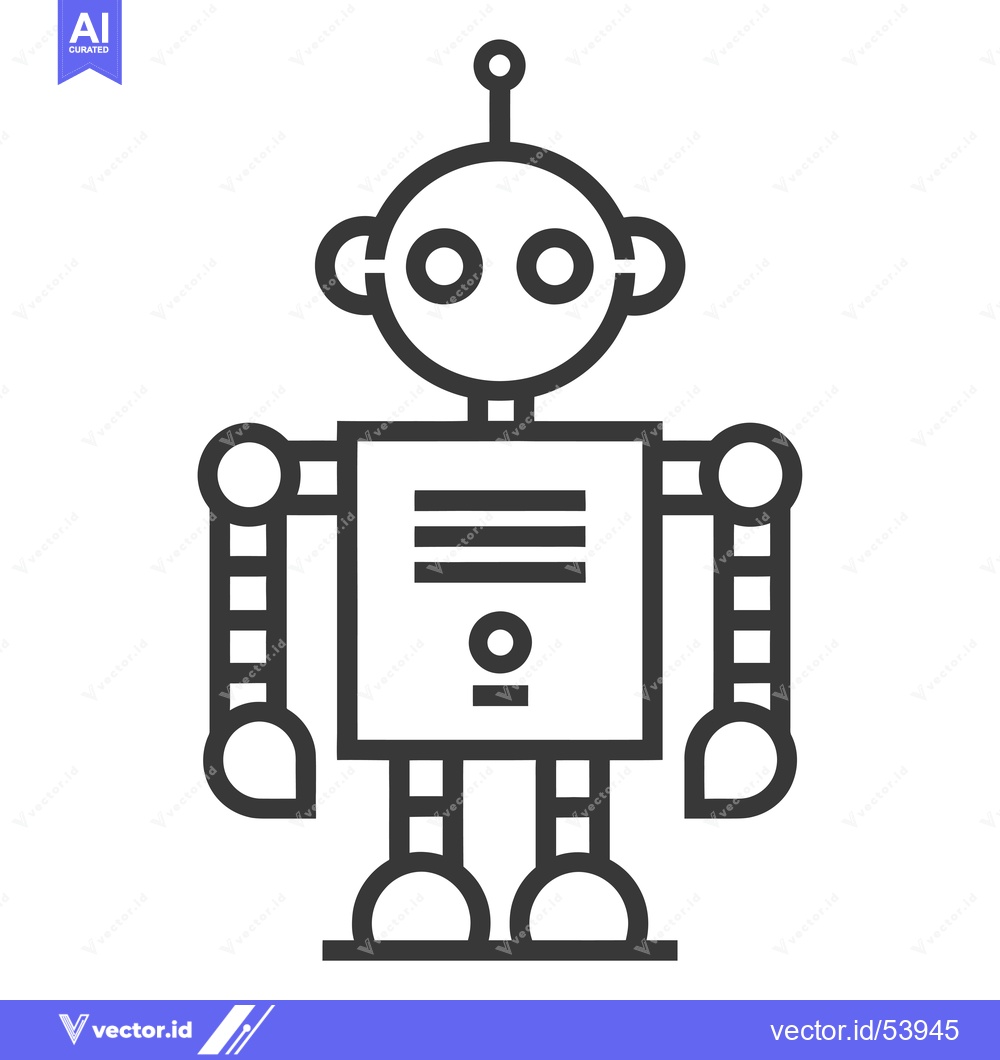 Premium Vector of Line art illustration of a simple cartoon robot