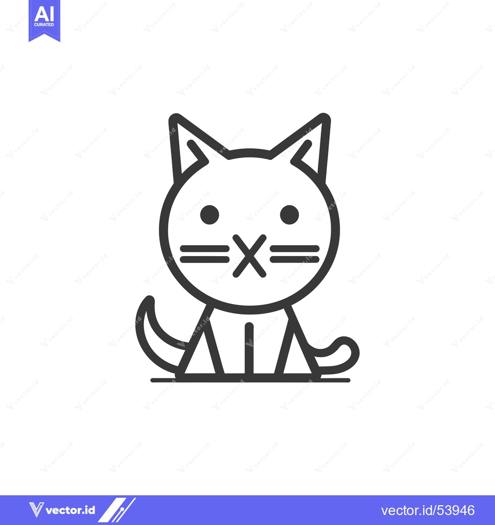 Premium Vector dari Line art illustration of a simple cat