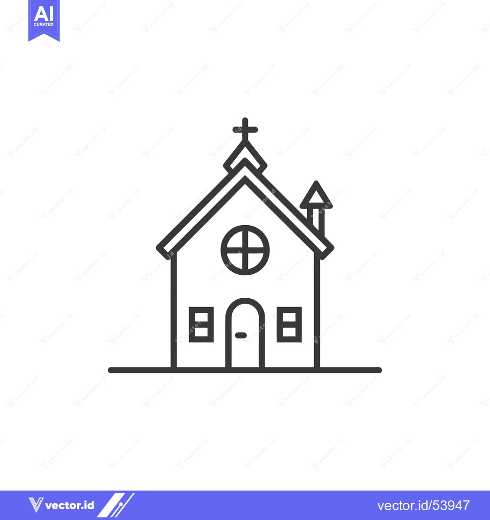 Premium Vector dari Line Art Illustration of a Simple Church Building