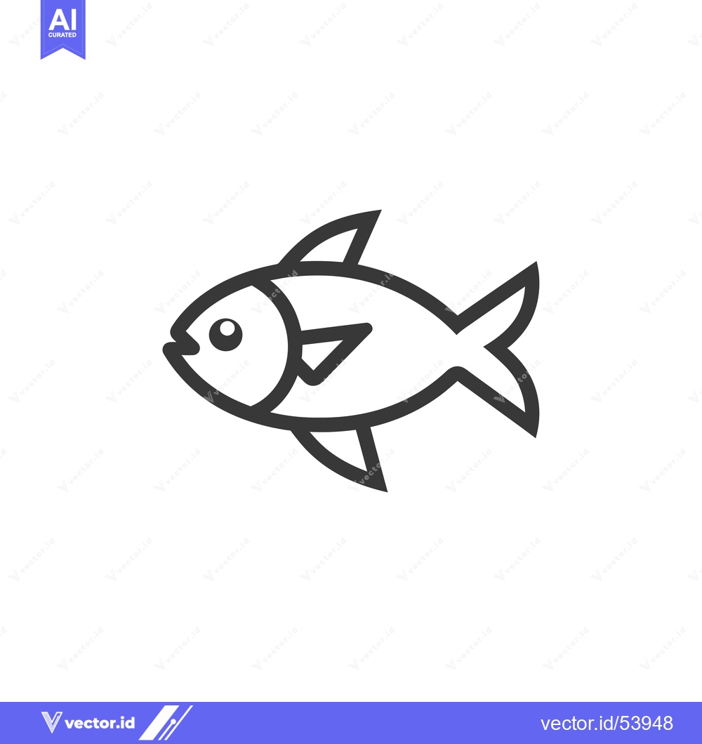 Premium Vector of Line Art Illustration of a Simple Fish