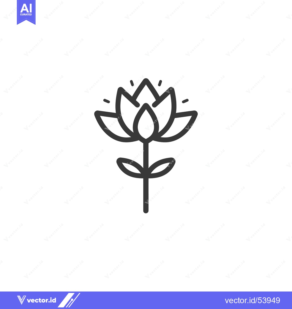 Premium Vector of Line art illustration of a simple flower with petals and stem