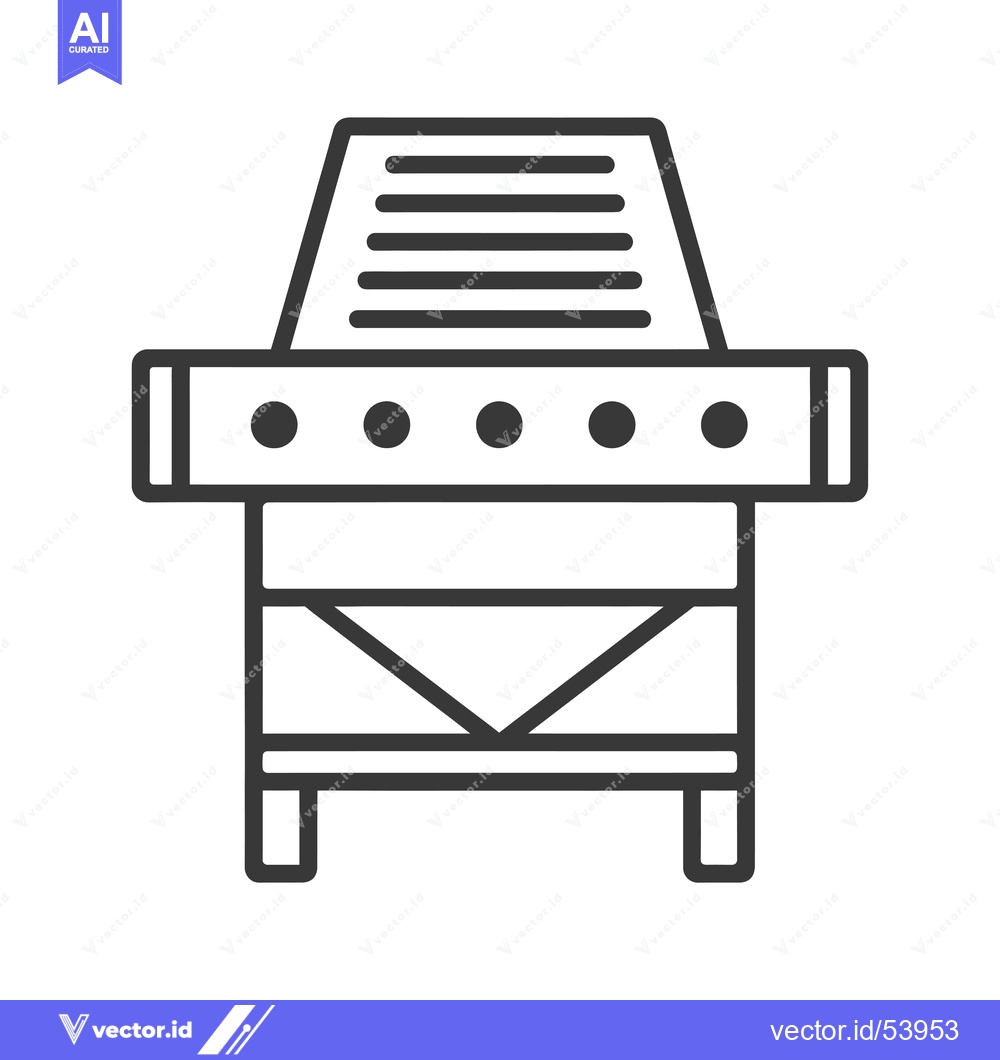 Premium Vector of Line art illustration of a simple grill with four burners