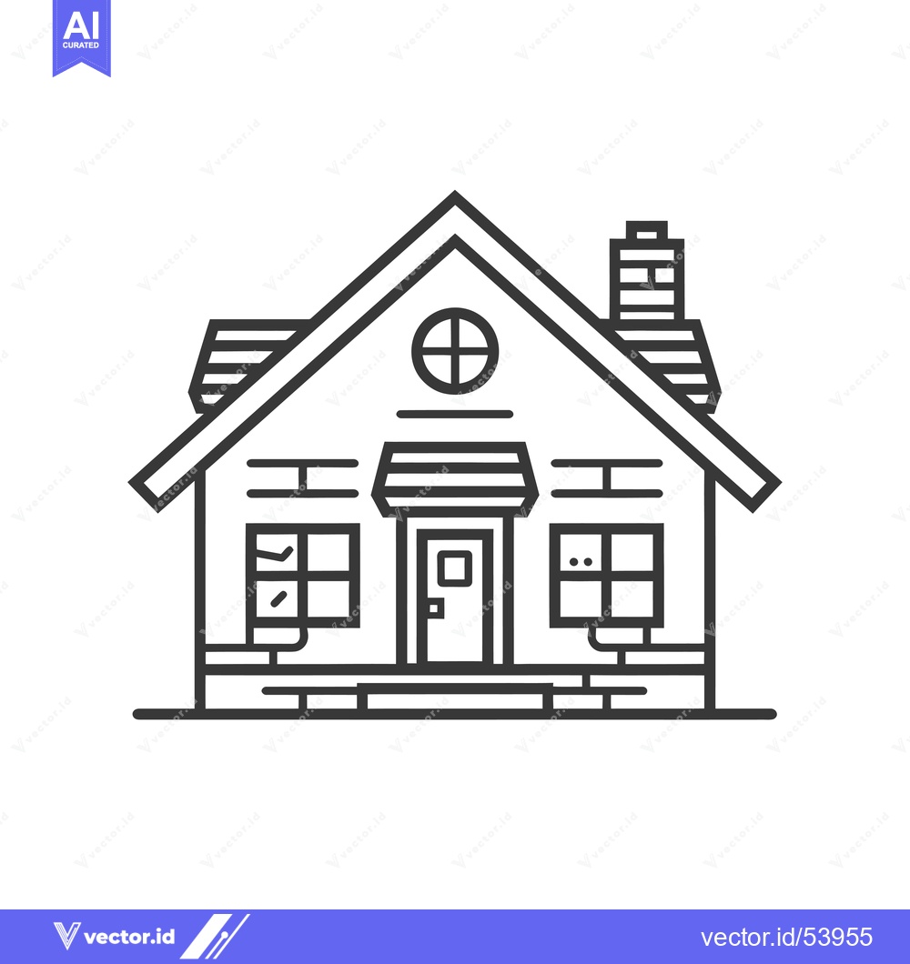 Premium Vector dari Line art illustration of a simple house with a chimney