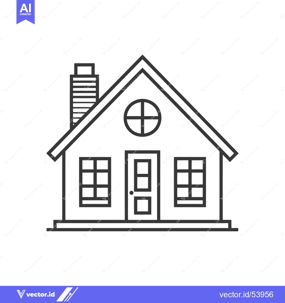 Premium Vector dari Line Art Illustration of a Simple House with a Chimney