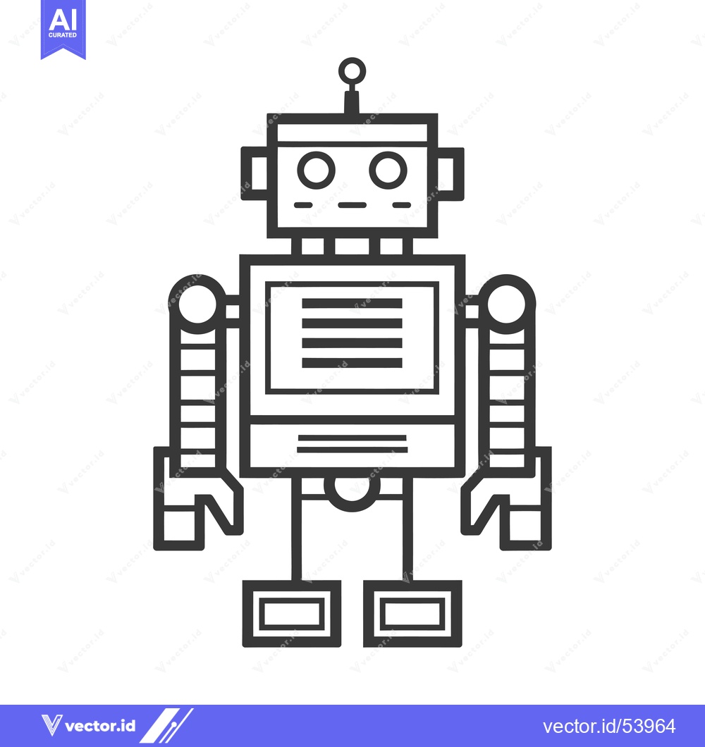 Premium Vector dari Line art illustration of a simple robot