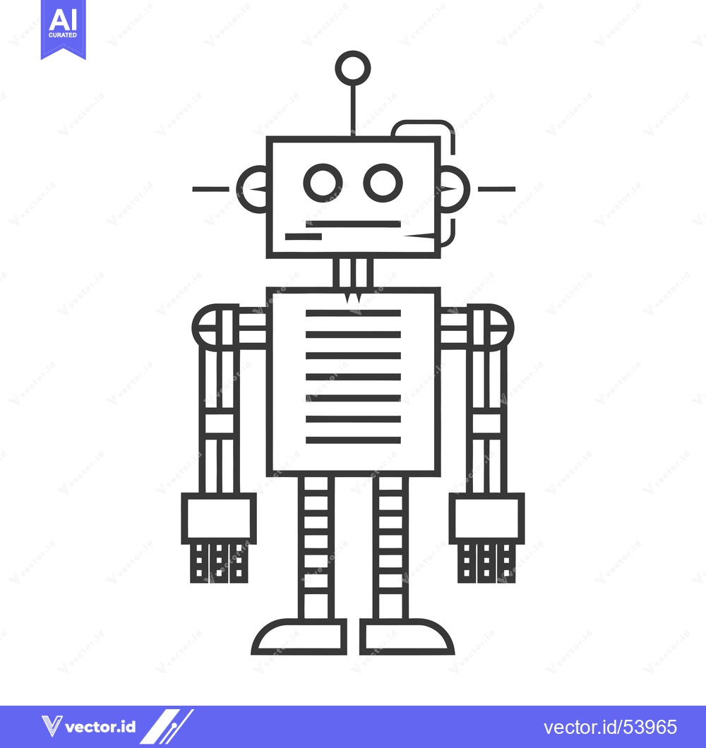 Premium Vector dari Line Art Illustration of a Simple Robot