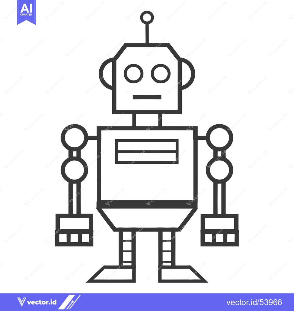 Premium Vector dari Line Art Illustration of a Simple Robot