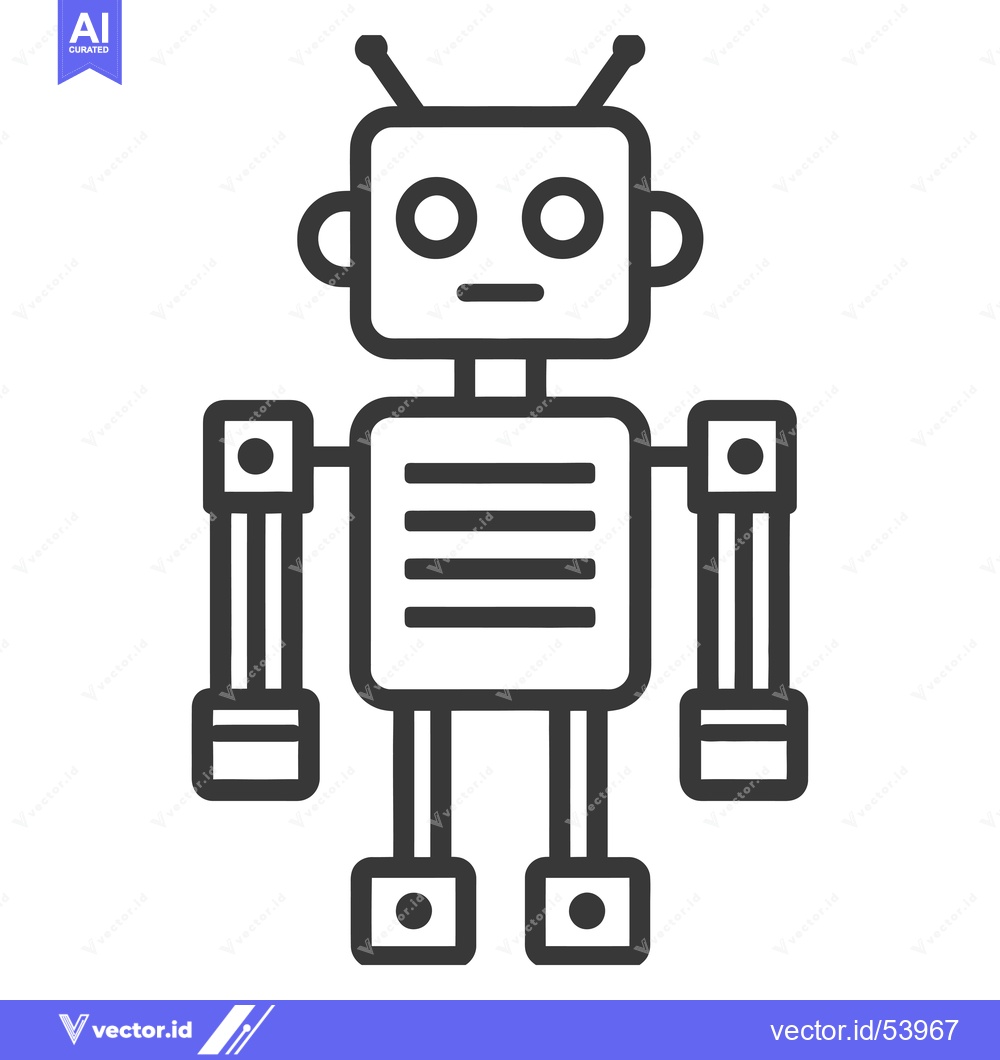 Premium Vector of Line art illustration of a simple robot