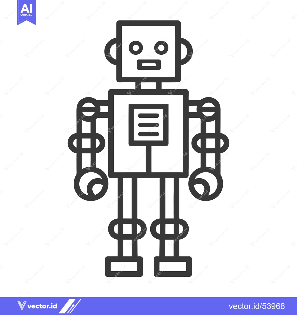 Premium Vector of Line Art Illustration of a Simple Robot