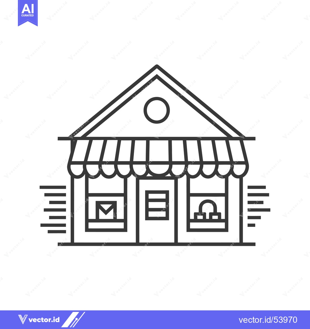Premium Vector dari Line Art Illustration of a Simple Storefront Building