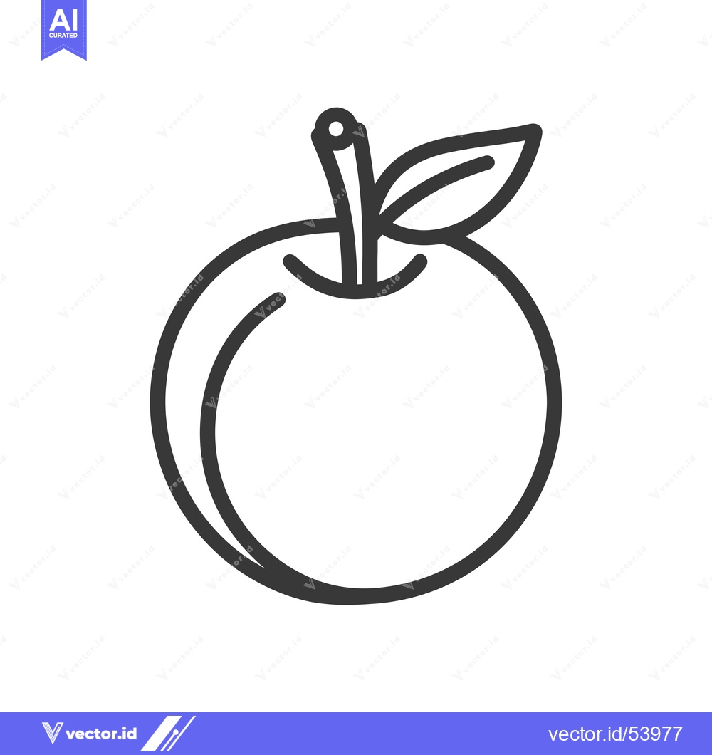 Premium Vector dari Line Art Illustration of a Single Apple with a Leaf