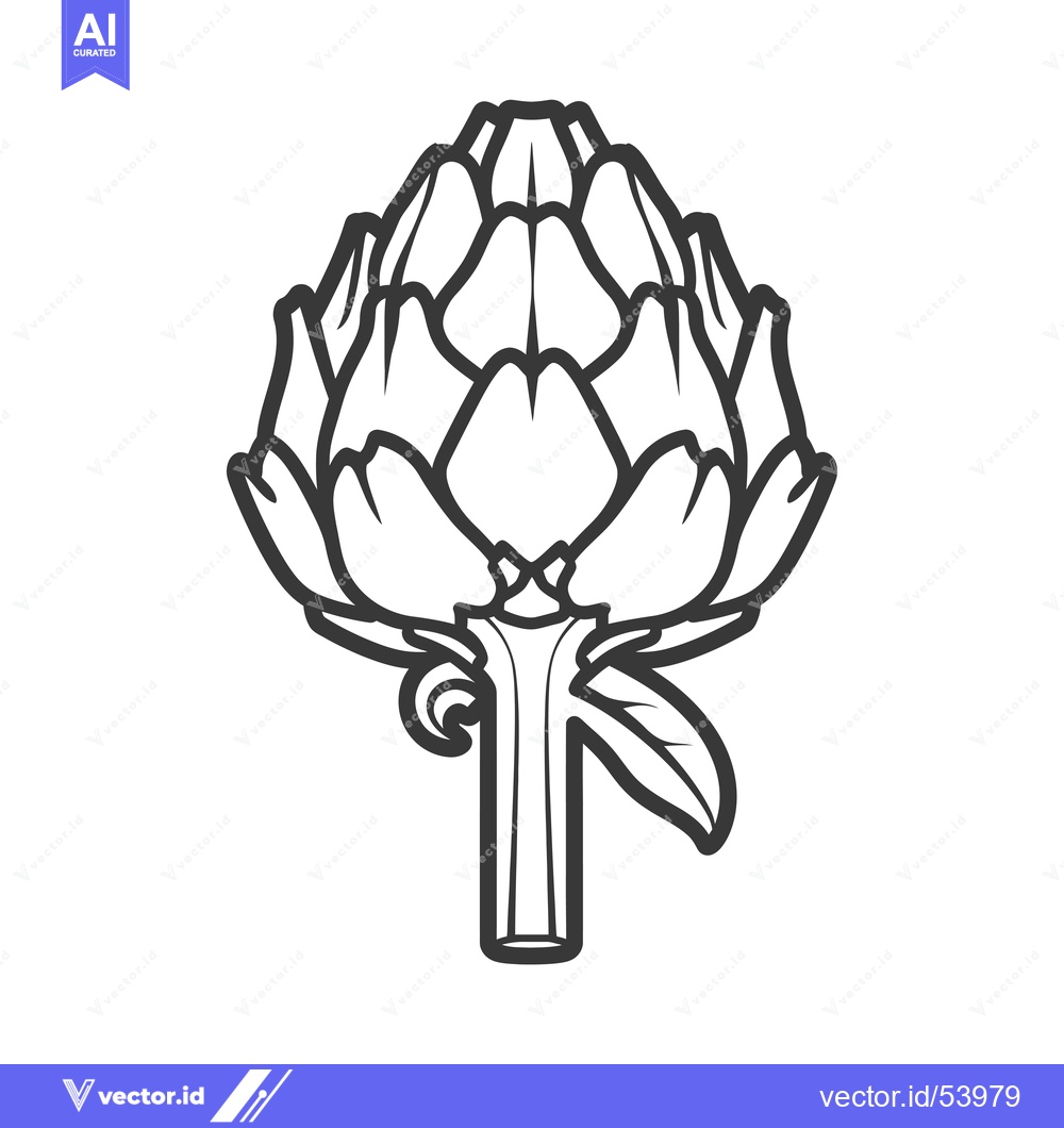 Premium Vector of Line art illustration of a single artichoke